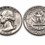 The 1958 Silver Washington quarter design.